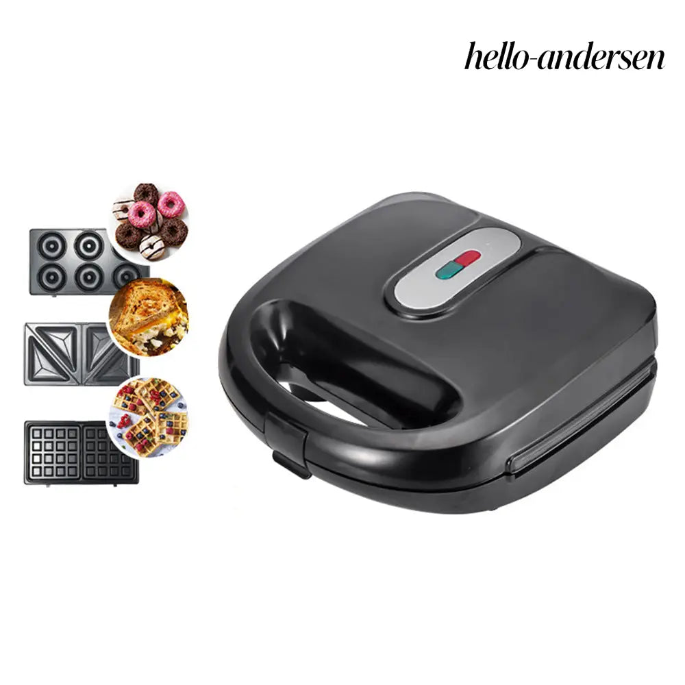 6-in-1 Waffle Maker & Grill | Sandwich Doughnut & Breakfast Maker - Black / EU / 3 in 1 - Cooking Grinder