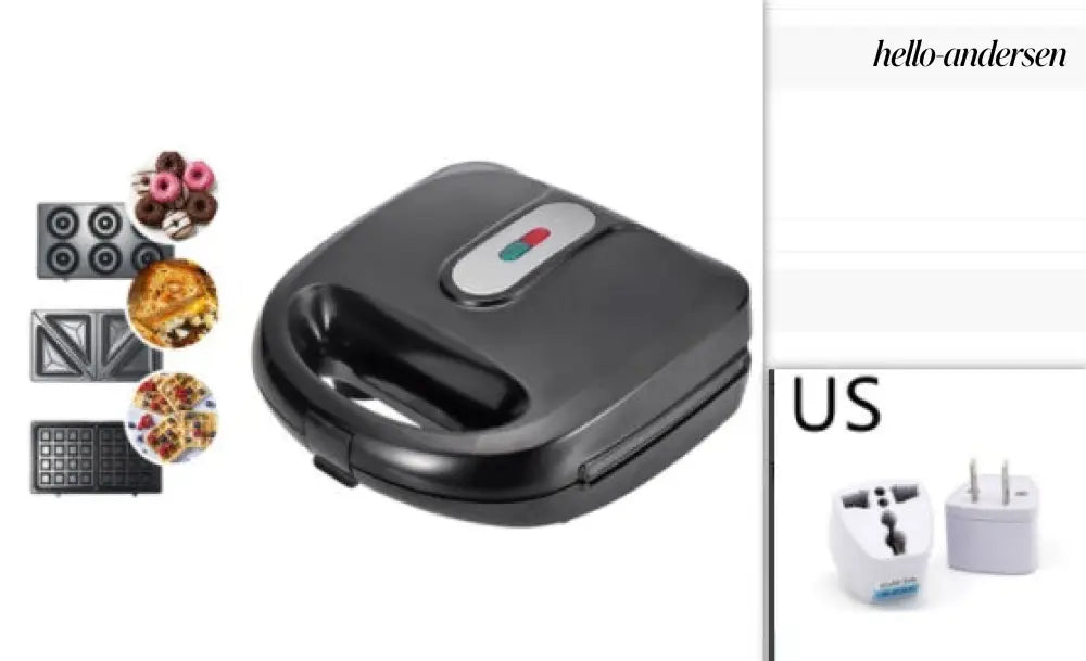 6-in-1 Waffle Maker & Grill | Sandwich Doughnut & Breakfast Maker - Black / US / 3 in 1 - Cooking Grinder