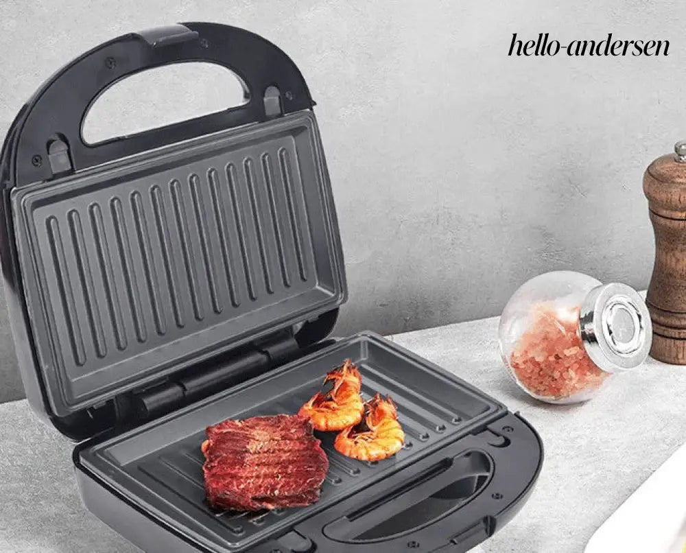 6-in-1 Waffle Maker & Grill | Sandwich Doughnut & Breakfast Maker - Cooking Grinder