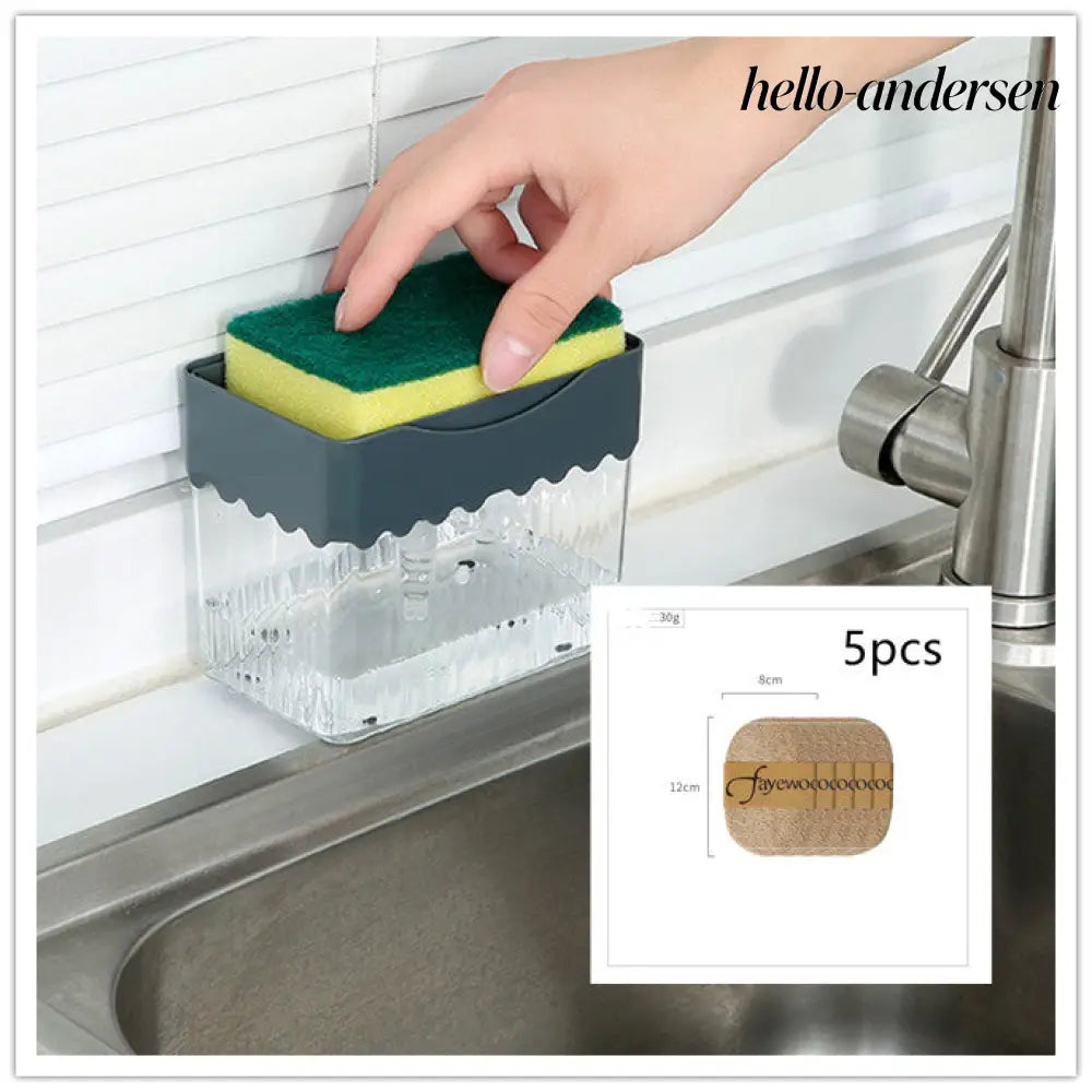 Automatic Dosing Soap Dispenser Sponge Caddy 2-in-1 Push-Type - Cooking Grinder