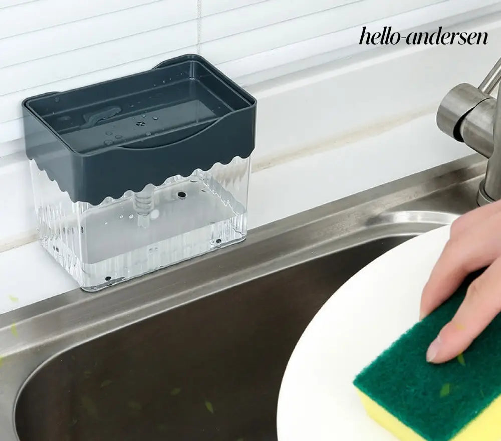 Automatic Dosing Soap Dispenser Sponge Caddy 2-in-1 Push-Type - Cooking Grinder