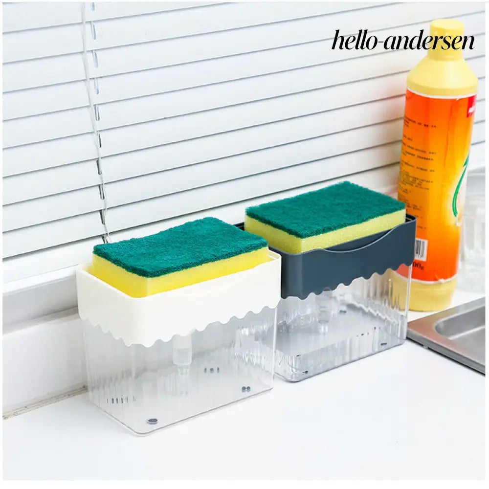 Automatic Dosing Soap Dispenser Sponge Caddy 2-in-1 Push-Type - Cooking Grinder