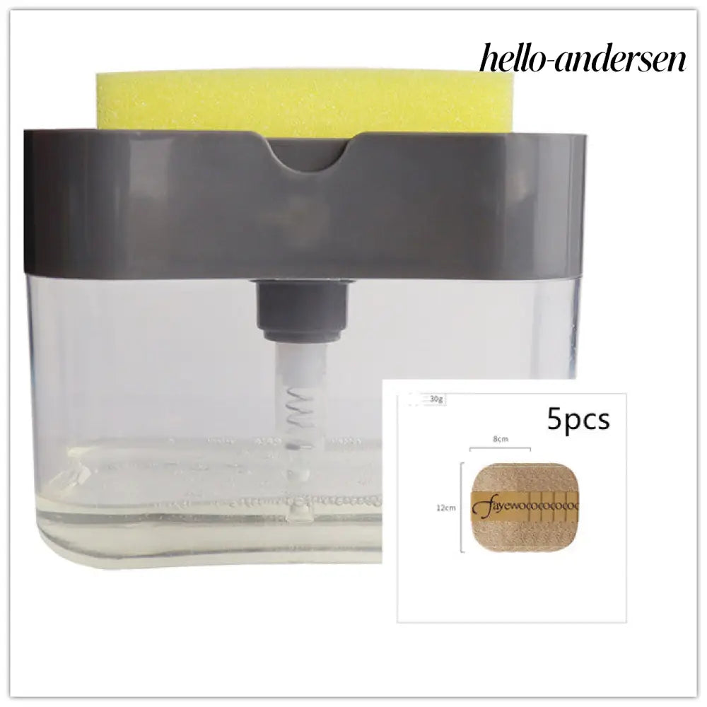 Automatic Dosing Soap Dispenser Sponge Caddy 2-in-1 Push-Type - Dark Grey set - Cooking Grinder