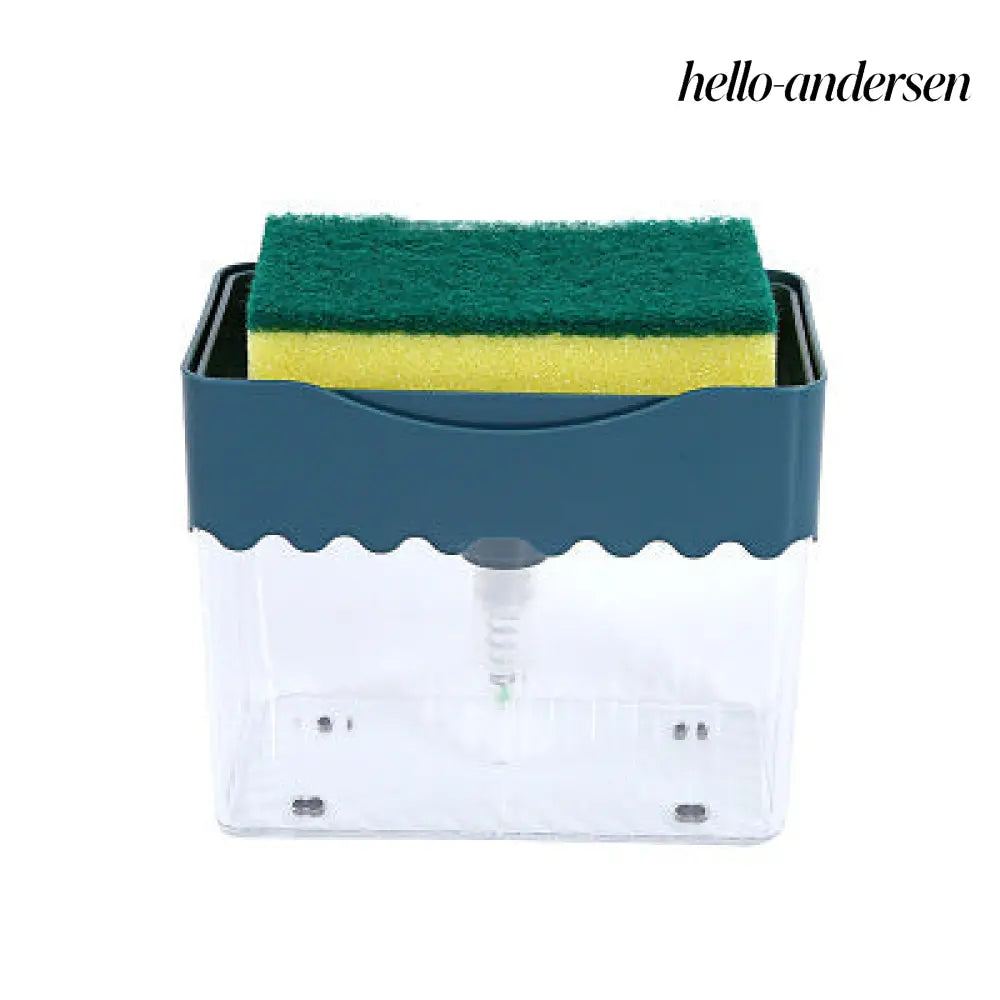 Automatic Dosing Soap Dispenser Sponge Caddy 2-in-1 Push-Type - Navy blue waves - Cooking Grinder