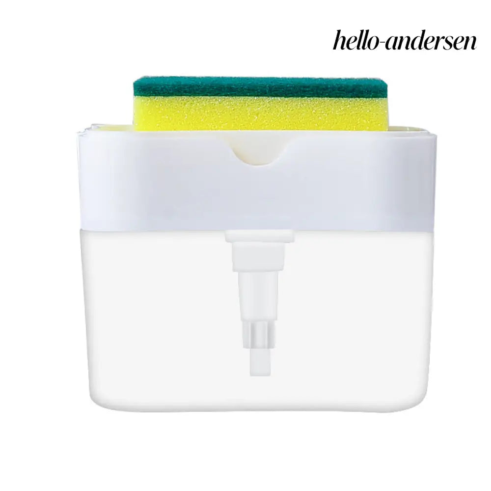 Automatic Dosing Soap Dispenser Sponge Caddy 2-in-1 Push-Type - White - Cooking Grinder