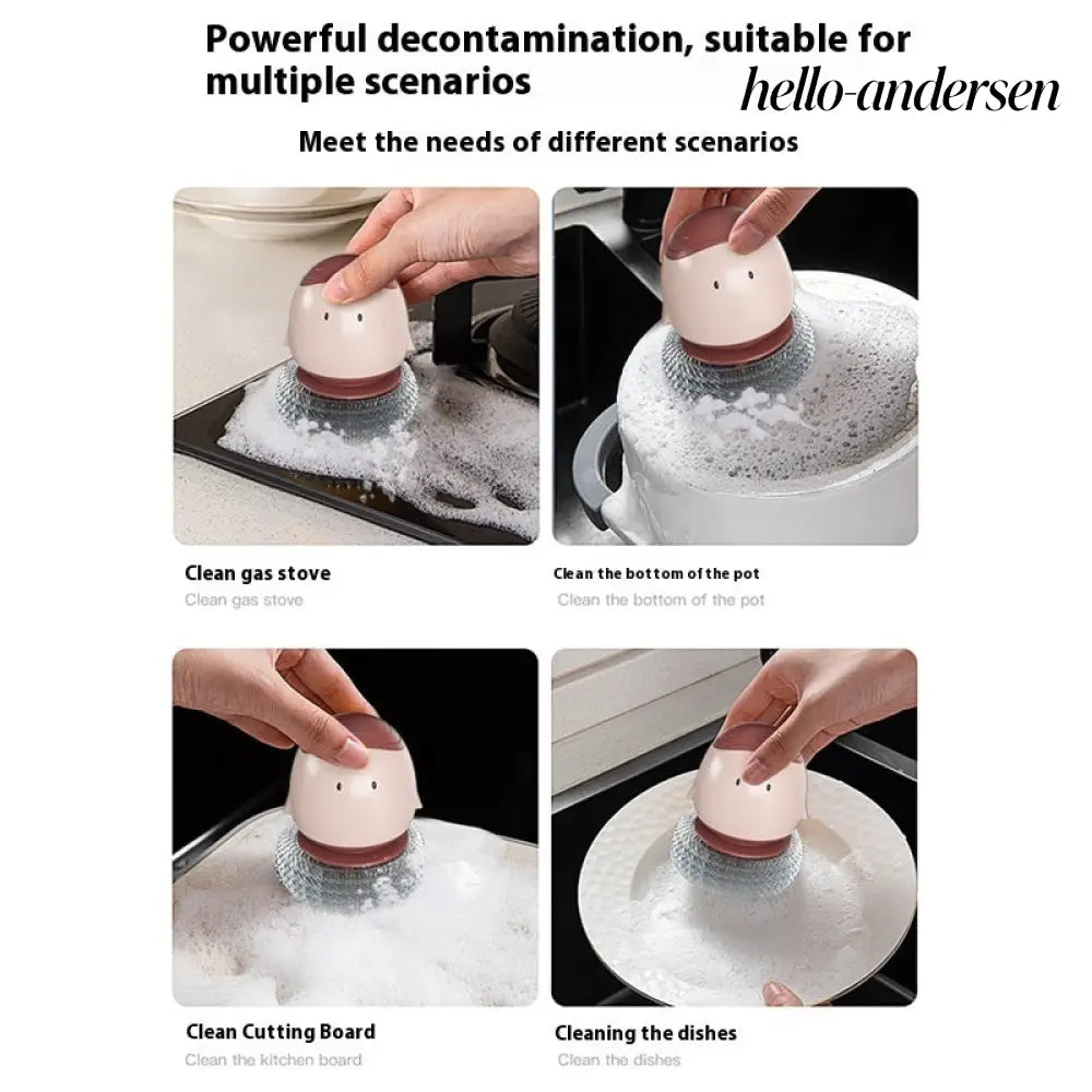 Automatic Liquid Filling Dishwashing Brush Kitchen Dish Brush - Cooking Grinder