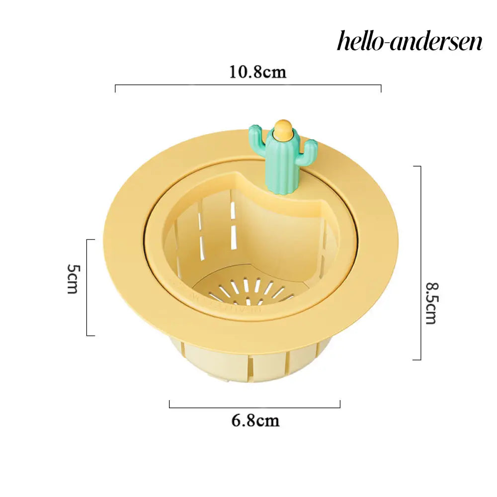 Cactus Sink Drain Strainer Press Automatic Dumping Basket - Yellow widened gasket - Electric Kettle