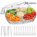 Chilled Fruit & Shrimp Serving Tray with Lid 4 Sections - White - Food Processor