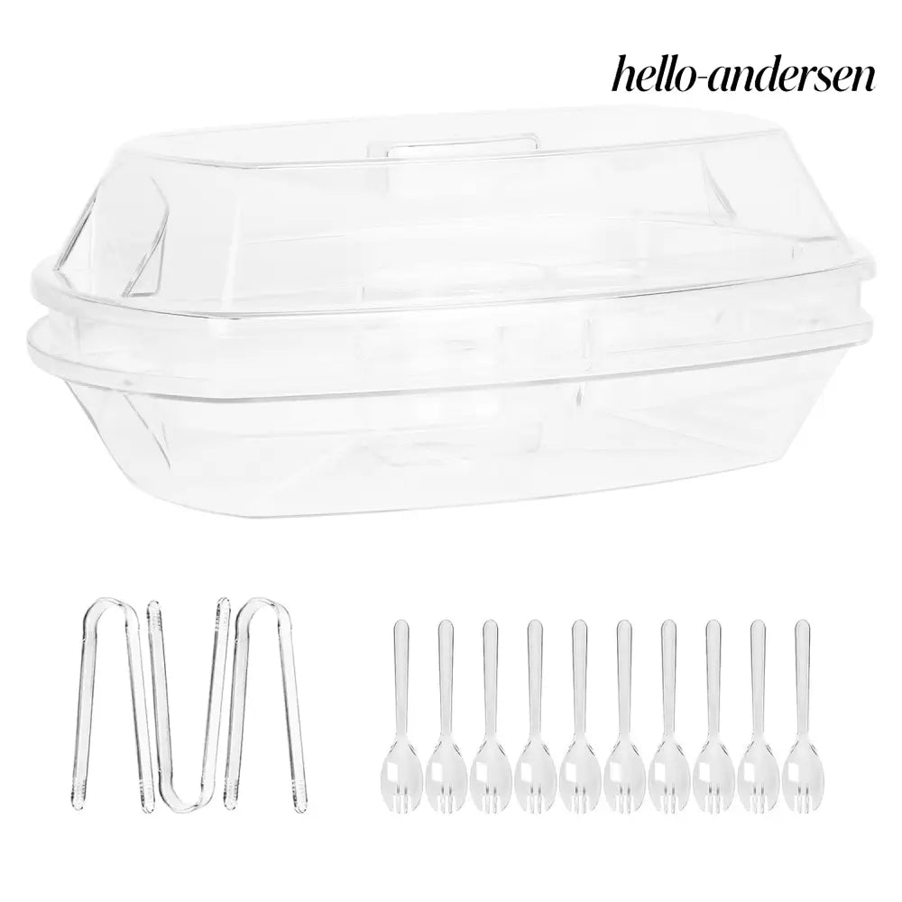 Chilled Fruit & Shrimp Serving Tray with Lid 4 Sections - White - Food Processor