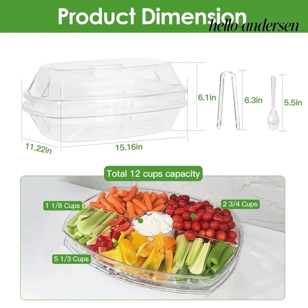Chilled Fruit & Shrimp Serving Tray with Lid 4 Sections - White - Food Processor