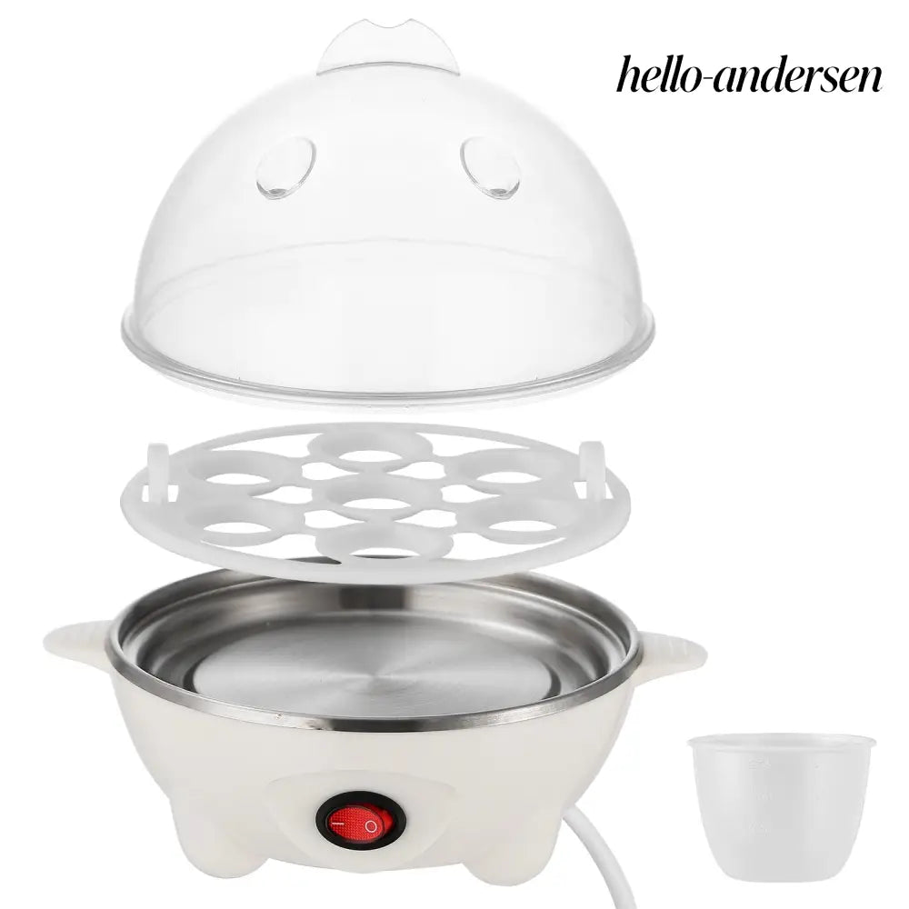 Electric Egg Cooker 7-Capacity | Hard-Boiled with Auto-Off - White - Cooking Grinder