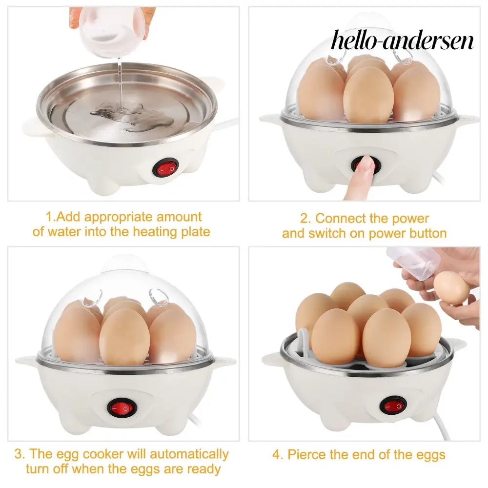 Electric Egg Cooker 7-Capacity | Hard-Boiled with Auto-Off - White - Cooking Grinder