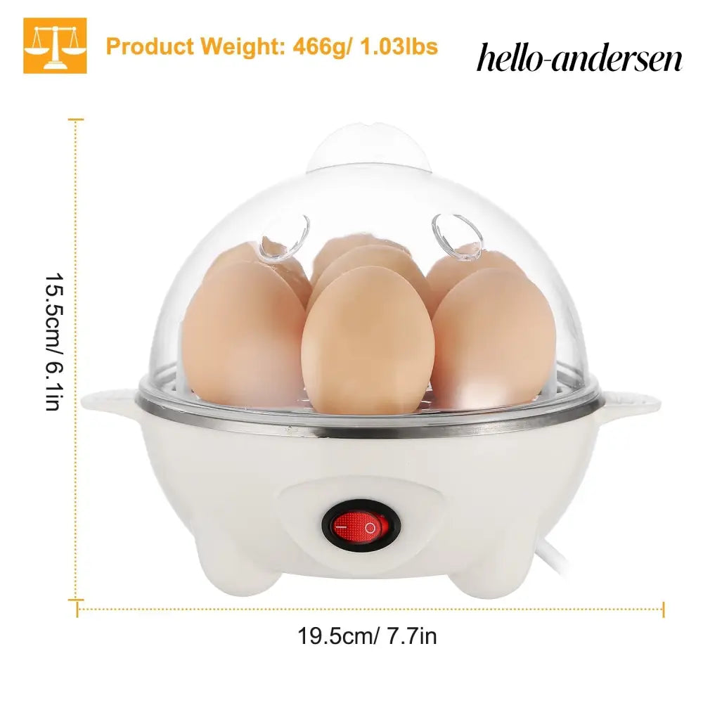 Electric Egg Cooker 7-Capacity | Hard-Boiled with Auto-Off - White - Cooking Grinder
