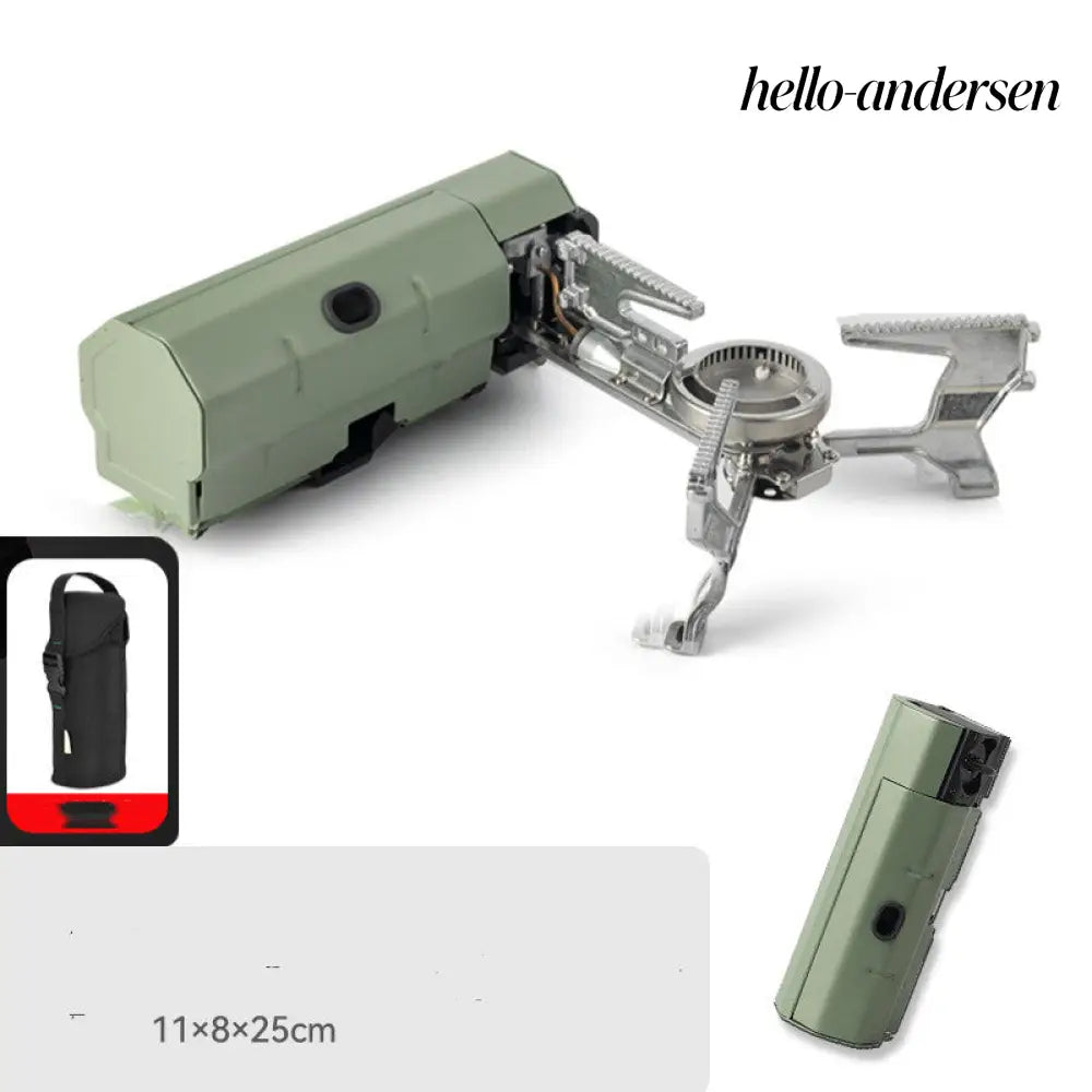 Portable Camping Gas Stove - Cooker & Grill Burner - Green With Buggy Bag - Portable Camping Gas Stove