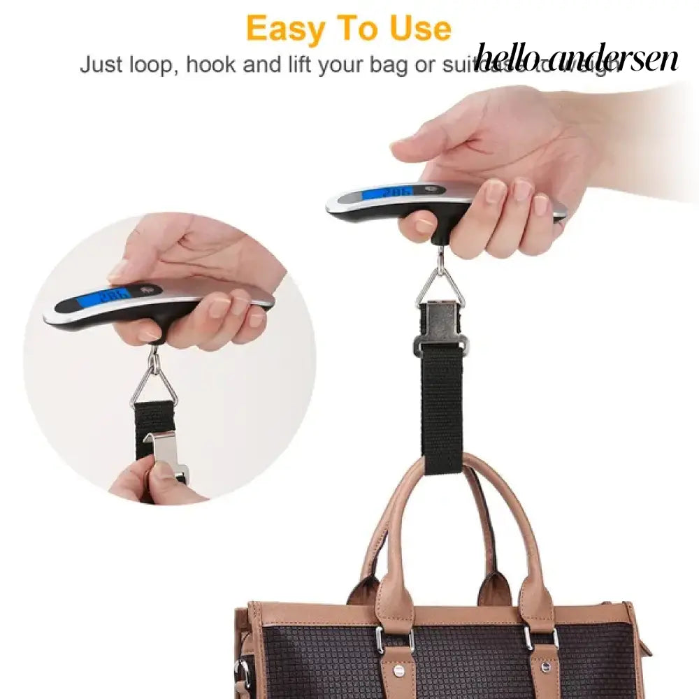 Portable Digital Luggage Scale 50kg 10g LCD Hanging For Household - Silver - Kitchen Gadgets