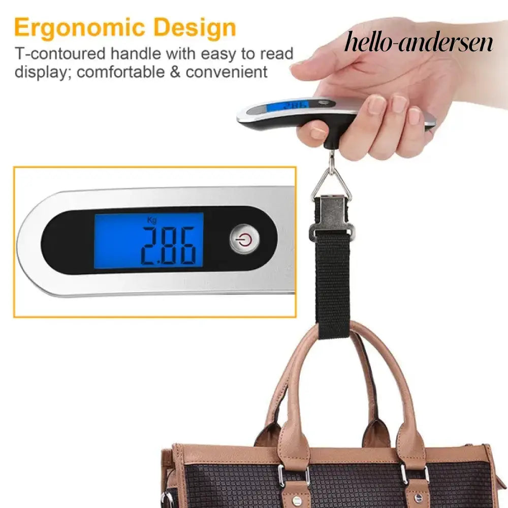 Portable Digital Luggage Scale 50kg 10g LCD Hanging For Household - Silver - Kitchen Gadgets