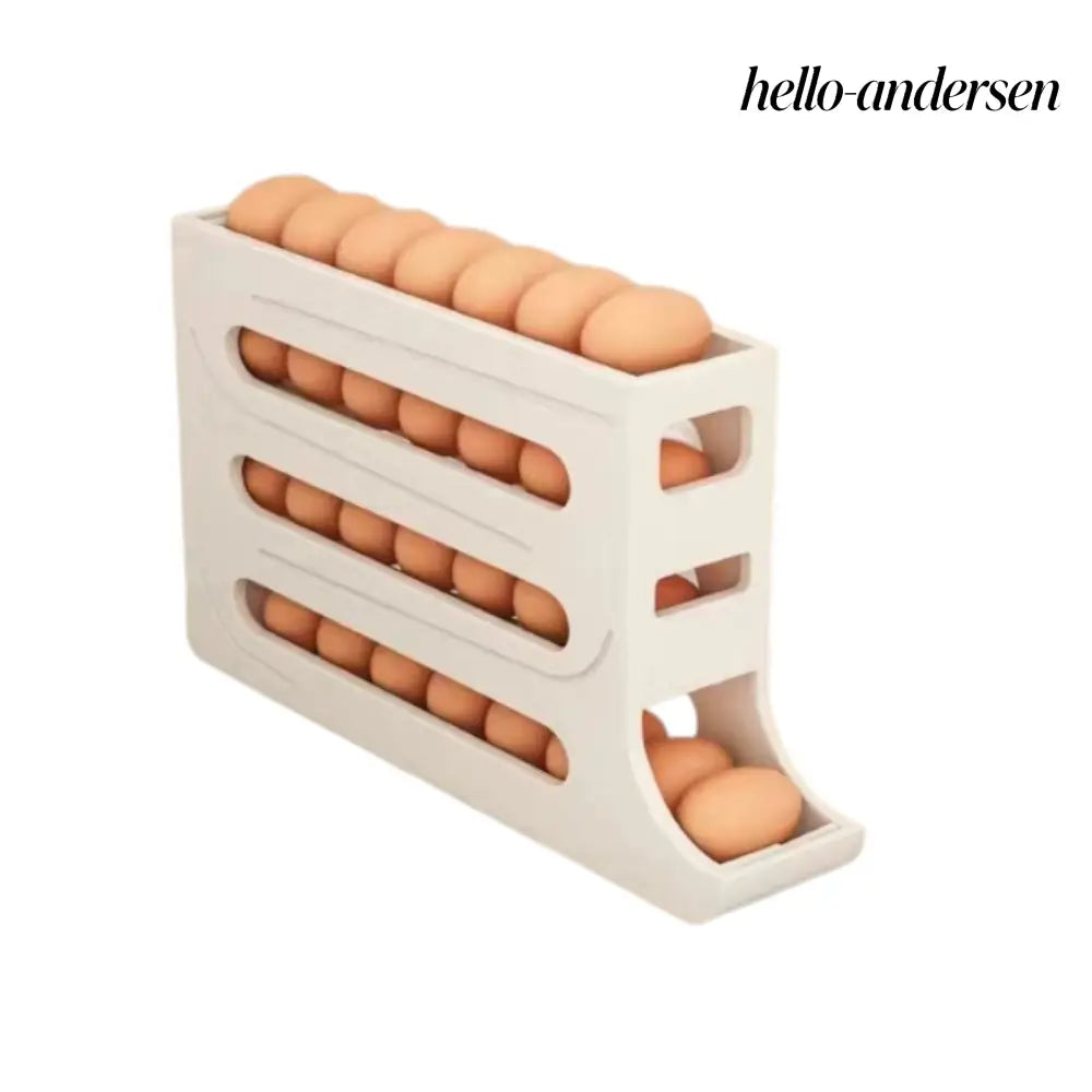Refrigerator 4-Layer Automatic Egg Roller Sliding Egg - White / Without packing / 1PC - Cooking Grinder