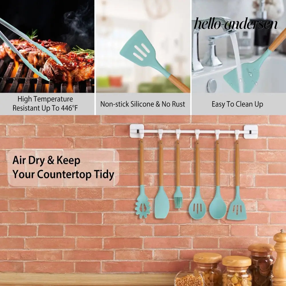 Silicone Cooking Utensil Set With Holder - 11Pcs - Cooking Grinder