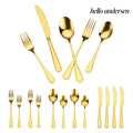 Silverware Set Stainless Steel Cutlery Flatware Utensil Kitchen 100-Piece - Golden - Kitchen Gadgets